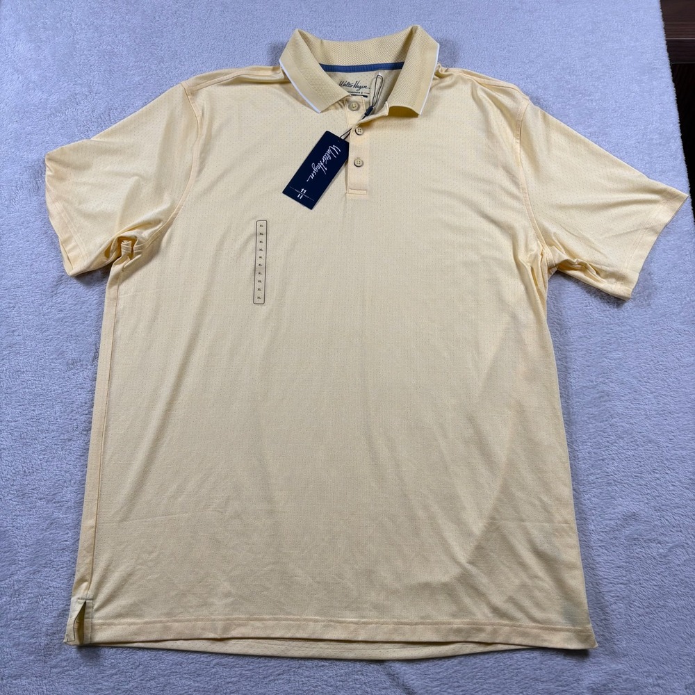 Walter Hagen Performance 11 Final Round Polo Shirt Mens XL‎ Pale Yellow Heather